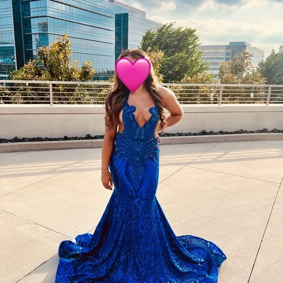 open lace back dress Halter A-line Emerald Satin Beaded Long Evening Prom Dresses, Custom  Sparkly Prom Dress, MR8836 main image 1